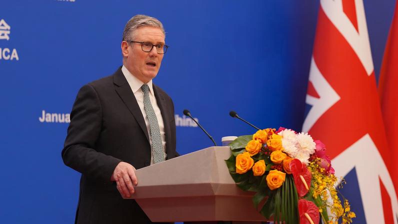 Britain's Prime Minister Keir Starmer speaks during a press conference at the 2026 UK-China Business Council held at the Great Hall of the People in Beijing, China, January 29, 2026. Carl Court/Pool via REUTERS