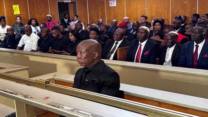 South African opposition politician Julius Malema in court for pre-sentencing hearing