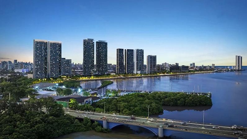 Projeto Novo Cais, da Moura Dubeux, em Recife; dois empreendimentos do futuro complexo de luxo já foram entregues