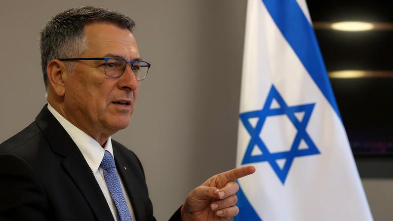 Israeli Foreign Minister Saar speaks during a meeting with Hungarian Foreign Minister Szijjarto in Budapest