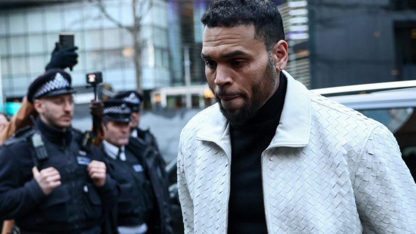 U.S. singer Chris Brown appears outside the Southwark Crown Court, in London