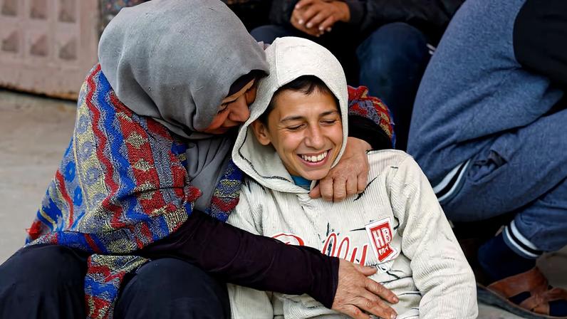 Funeral of Palestinians who were killed by Israeli strikes, according to medics, in Deir al-Balah