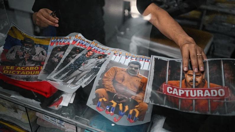 Digitally altered images of ousted Venezuelan President Nicolás Maduro are prepared to be printed on shirts in Lima, Peru, on Jan. 6.