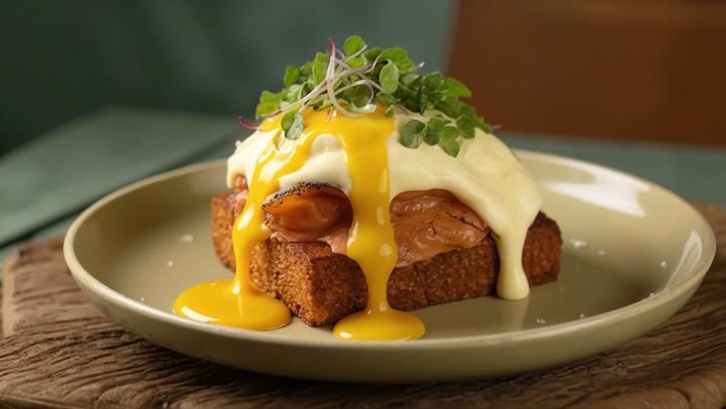 Versão de ovos beneditinos com salmão gravlax do Guimas Brunch & Bar, aberto na Gávea