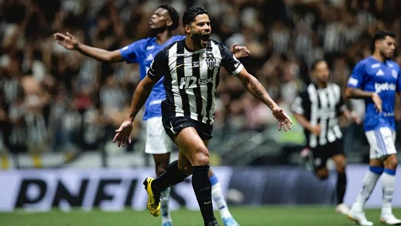Hulk comemora golaço que deu a vitória para o Atlético contra o Cruzeiro (Foto: Pedro Souza / Atlético)