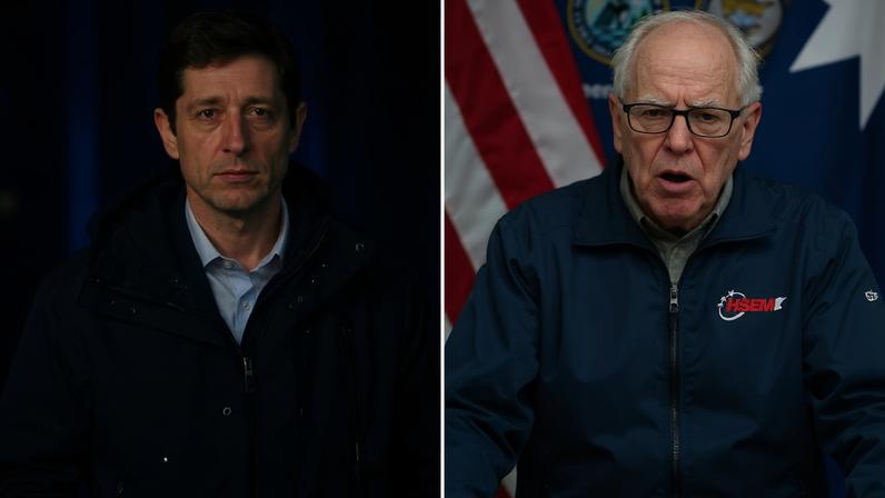 Jacob Frey, el 16 de enero y Tim Walz, el 8 de enero, en Minneapolis.
