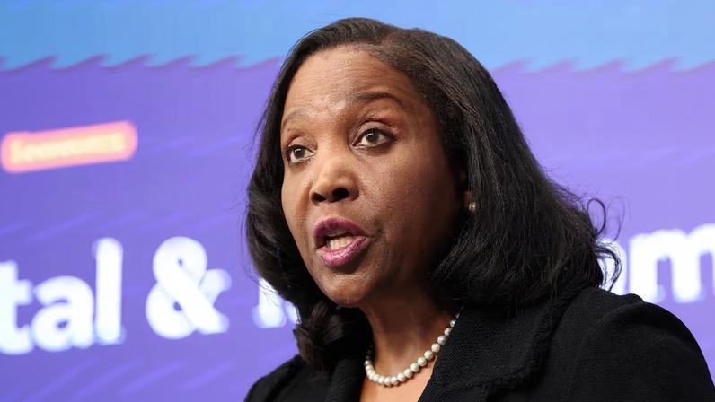 Federal Reserve Board Governor Lisa Cook speaks at the Brookings Institution in Washington