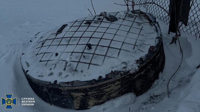 A part of Russian nuclear-capable hypersonic Oreshnik missile system at the site of the Russian missile strike in Lviv region