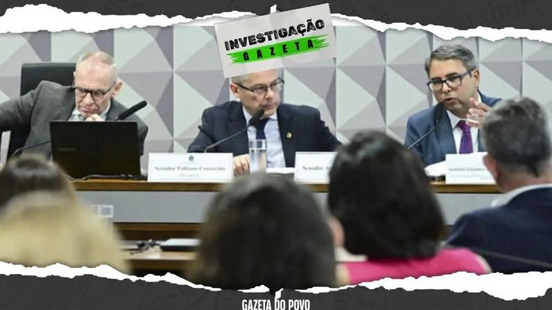 Dados do sistema prisional apresentados pelo diretor de Inteligência Penal da Senappen, Antônio Glautter de Azevedo Morais, revelam ações de facções na CPI do Crime Organizado. (Foto: Infografia/Gazeta do Povo a partir de imagem de Geraldo Magela/Agência Senado)