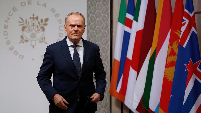 Polish Prime Minister Donald Tusk arrives for the Coalition of the Willing summit at the Elysee Palace in Paris, France January 6, 2026. YOAN VALAT/Pool via REUTERS