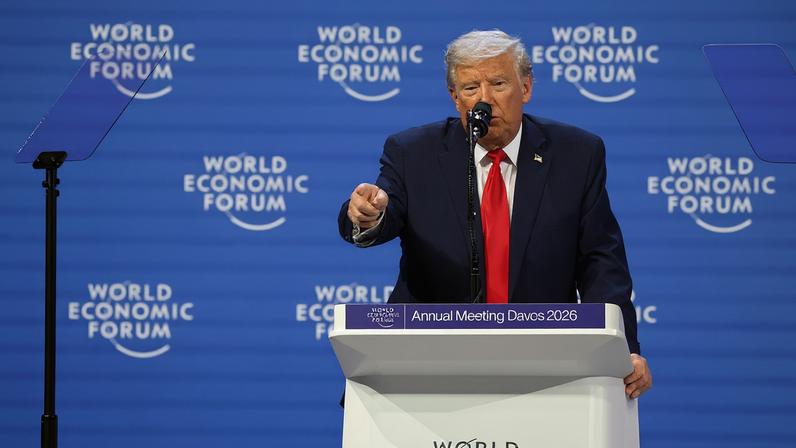 U.S. President Donald Trump attends the 56th annual World Economic Forum (WEF) meeting in Davos, Switzerland, January 21, 2026. REUTERS/Denis Balibouse