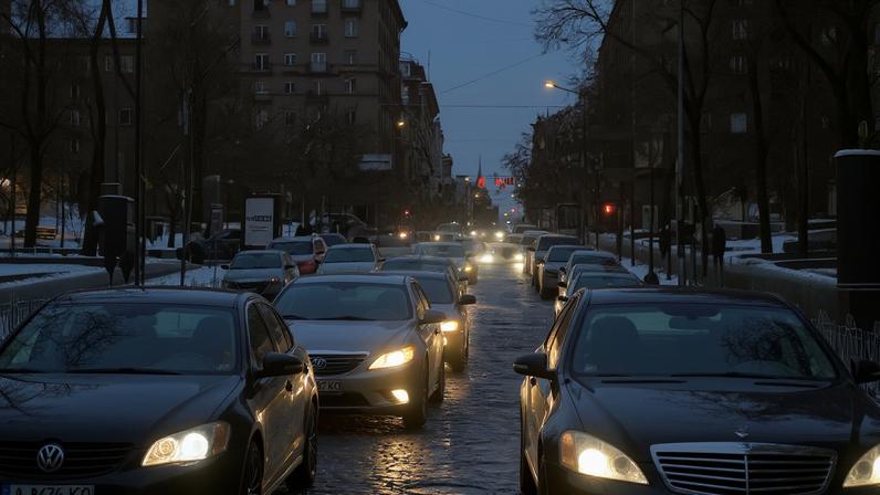 Cars move on a dark street during a power blackout after critical civil infrastructure was hit by recent Russian missile and drone strikes, amid Russia's attack on Ukraine, in Kyiv, Ukraine January 25, 2026. REUTERS/Gleb Garanich/File Photo