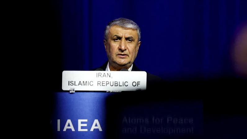 Mohammad Eslami, head of the Atomic Energy Organization of Iran (AEOI), speaks at the opening of the International Atomic Energy Agency (IAEA) General Conference at the agency's headquarters in Vienna, Austria, September 15, 2025. REUTERS/Lisa Leutner