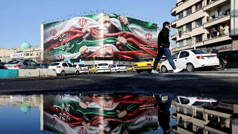 A billboard with a picture of Iran's flag, on a building in Tehran, Iran, January 24, 2026. Majid Asgaripour/WANA (West Asia News Agency) via REUTERS