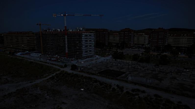 A drone view shows a building under construction in the Sesena housing development, south of Madrid, Spain June 2, 2025. REUTERS/Guillermo Martinez/File Photo