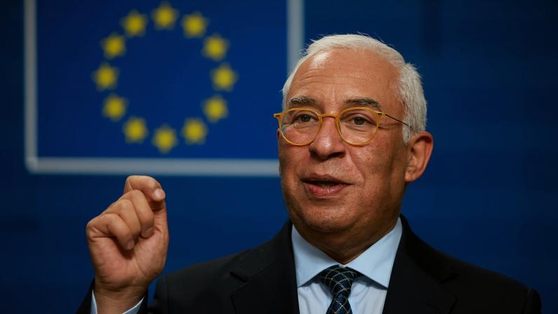European Council President Antonio Costa holds a press conference during a European Union leaders' summit, in Brussels, Belgium, December 19, 2025. REUTERS/Stephanie Lecocq