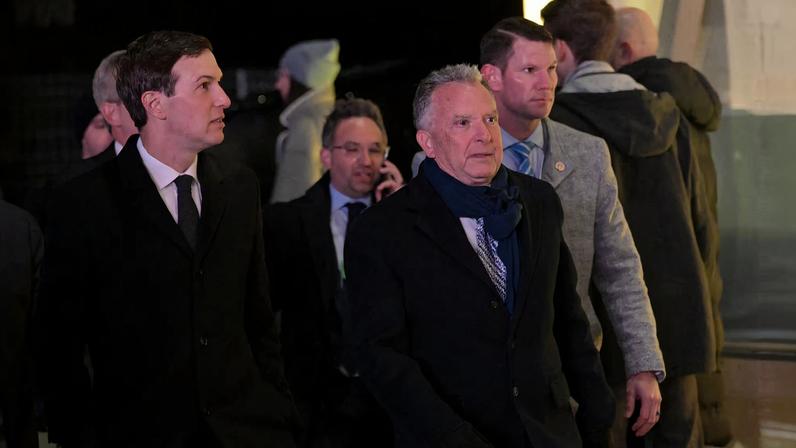 U.S. Special Envoy Steve Witkoff and U.S. businessman Jared Kushner walk, on the day of the 56th annual World Economic Forum (WEF) meeting, in Davos, Switzerland, January 20, 2026. REUTERS/Romina Amato