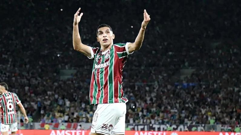 Kevin Serna comemora gol pelo Fluminense diante do América de Cali, pelas oitavas de final da Sul-Americana (Foto: Marcelo Gonçalves / FFC)