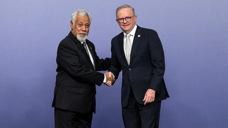 Australia's Prime Minister Anthony Albanese greets the Prime Minister of Timor-Leste Xanana Gusmao at the ASEAN-Australia Special Summit, in Melbourne, Australia, March 5, 2024. REUTERS/Jaimi Joy/File Photo