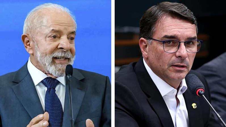 O presidente Lula e o senador Flávio Bolsonaro. Fotos: Ricardo Stuckert/PR e Vinicius Loures/Câmara dos Deputados