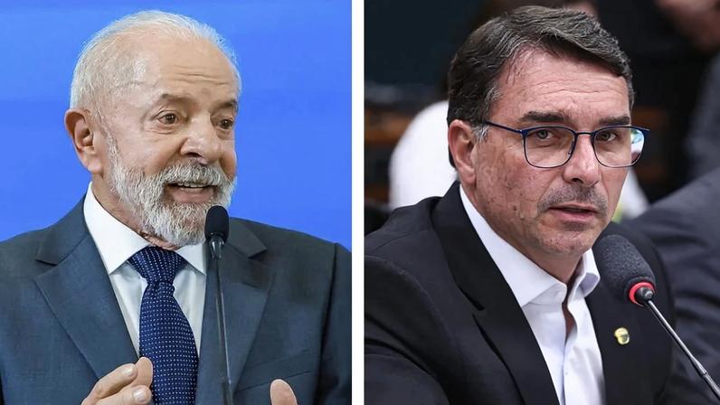 O presidente Lula e o senador Flávio Bolsonaro. Fotos: Ricardo Stuckert/PR e Vinicius Loures/Câmara dos Deputados