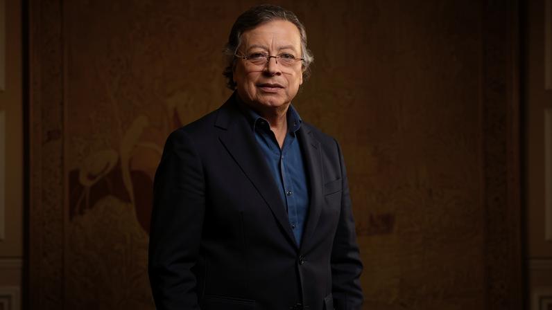 Gustavo Petro en la Casa de Nariño, en Bogotá, este jueves.