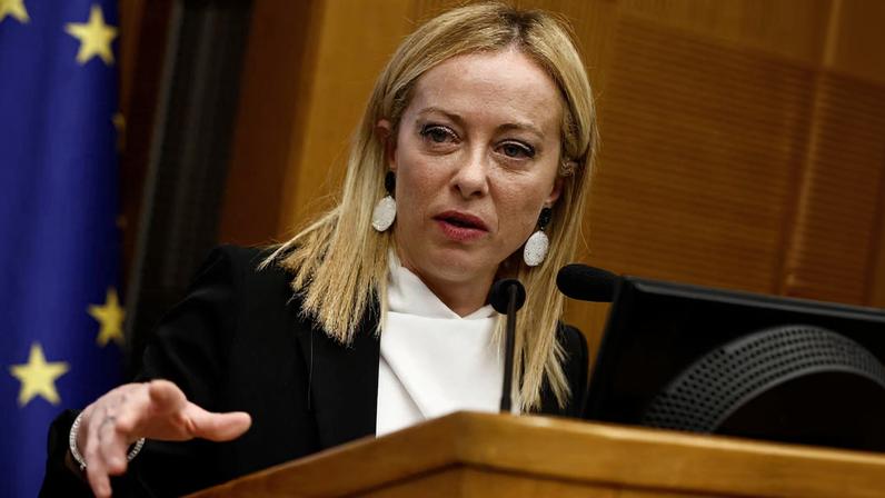 Leader of Brothers of Italy Giorgia Meloni attends meeting with Brothers of Italy newly elected MPs in Rome, Italy, October 10, 2022. REUTERS/Guglielmo Mangiapane