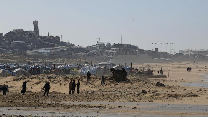 Tents used by displaced Palestinians, in Gaza City