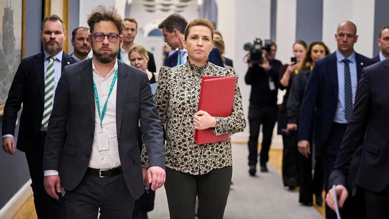 Danish Prime Minister Mette Frederiksen participates in the Foreign Policy Committee meeting at Christiansborg in Copenhagen