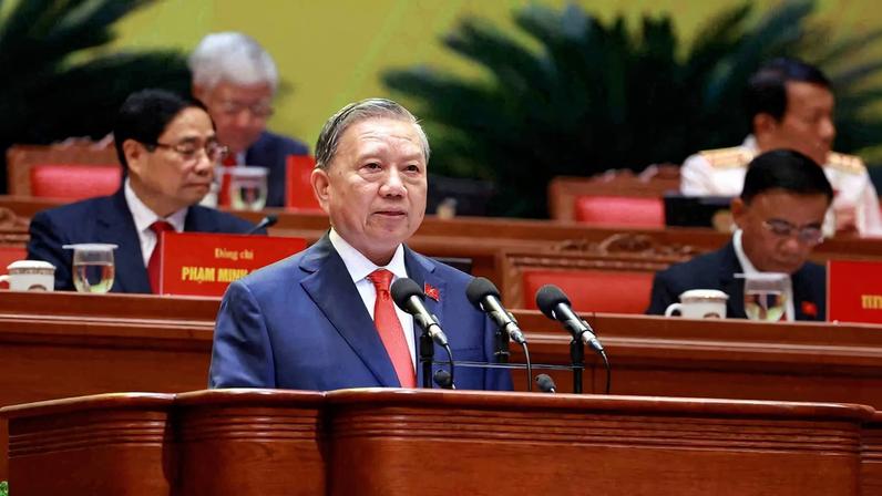 Vietnam's Communist Party General Secretary To Lam speaks during the 14th National Party Congress in Hanoi, Vietnam, January 20, 2026. VNA/Handout via REUTERS