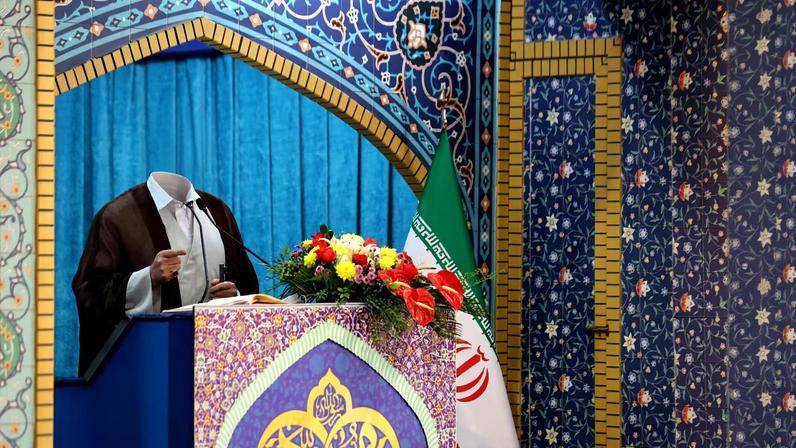 Mohammad Javad Haj Ali Akbari, the Friday prayer Imam, speaks during Friday prayer, in Tehran, Iran October 22, 2021. Majid Asgaripour/WANA (West Asia News Agency) via REUTERS/File Photo
