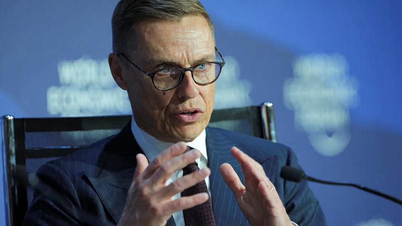 Finland's President Alexander Stubb speaks during the 56th annual World Economic Forum (WEF) meeting in Davos, Switzerland, January 22, 2026. REUTERS/Denis Balibouse
