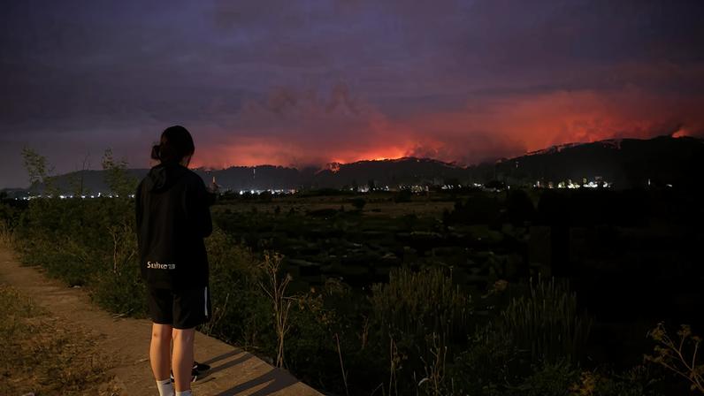 Wildfire burns in Chile