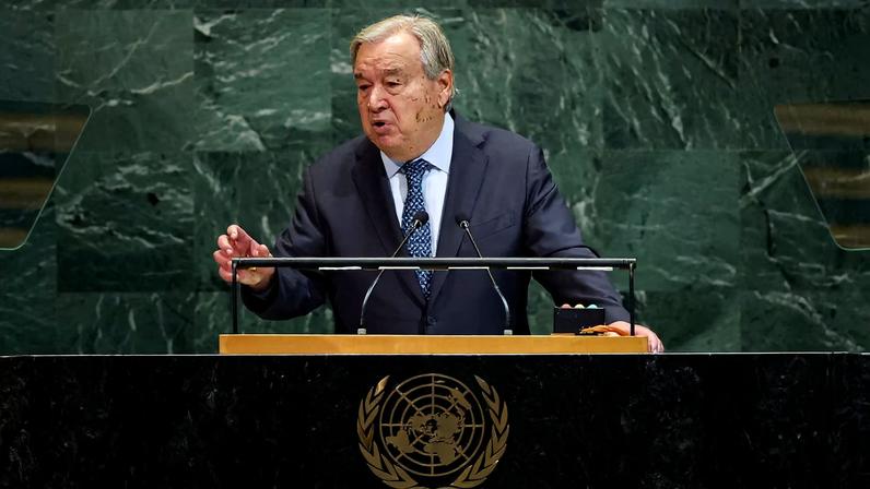 United Nations Secretary-General Antonio Guterres addresses the 80th United Nations General Assembly at U.N. headquarters in New York City, U.S., September 23, 2025. REUTERS/Mike Segar/File Photo