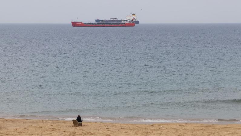 Oil tankers wait at an anchorage in the Black Sea off Kilyos near Istanbul