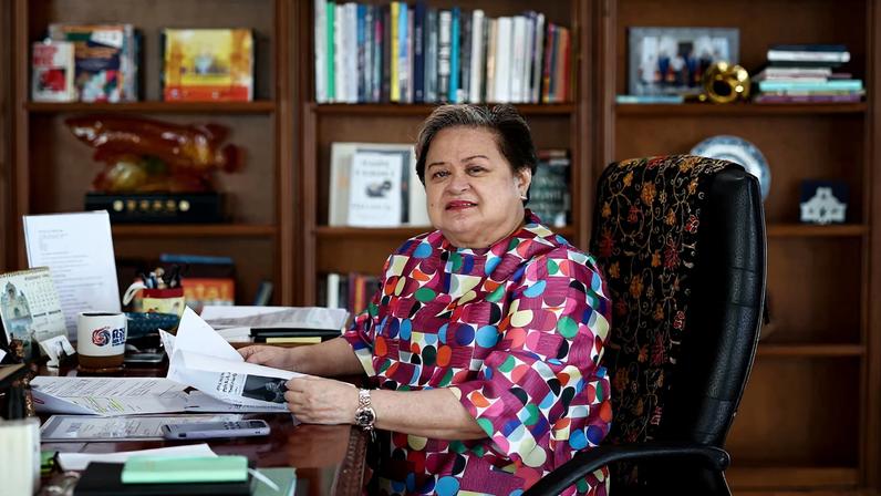 Philippine Foreign Affairs Secretary Ma. Theresa Lazaro speaks with Reuters for an interview in Pasay City, Metro Manila, Philippines, January 22, 2026. REUTERS/Eloisa Lopez