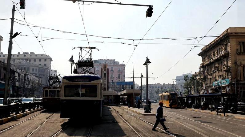 Trams in the Mediterranean city of Alexandria