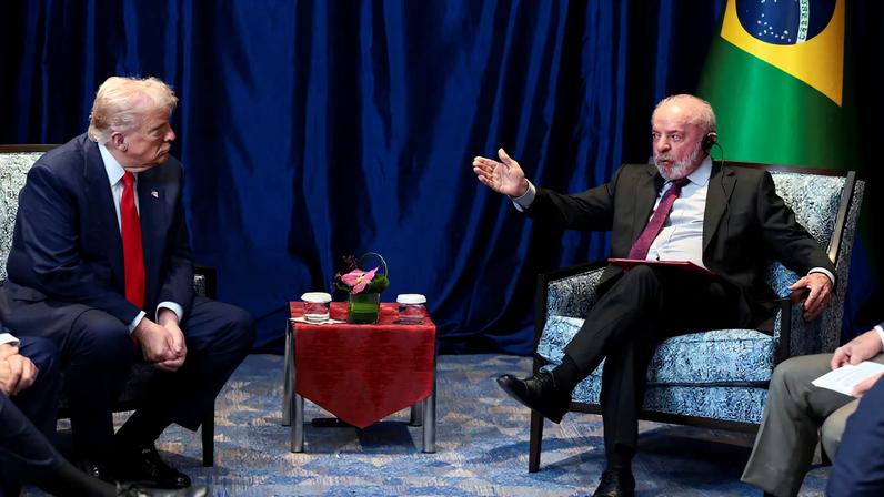 U.S. President Donald Trump and Brazilian President Luiz Inacio Lula da Silva meet on the sidelines of the 47th Association of Southeast Asian Nations (ASEAN) summit in Kuala Lumpur, Malaysia, October 26, 2025. REUTERS/Evelyn Hockstein/File Photo