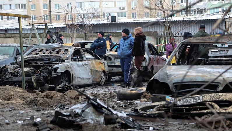 Aftermath of a Russian drone and missile attack in Zaporizhzhia