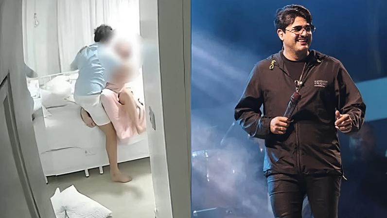 Nas imagens, é possível ver o momento em que o artista agarra a vítima e a agride com tapas no rosto
