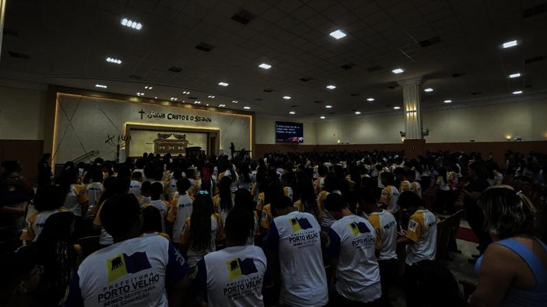 Alunos formados durante a cerimônia de formatura do Proerd em Porto Velho.