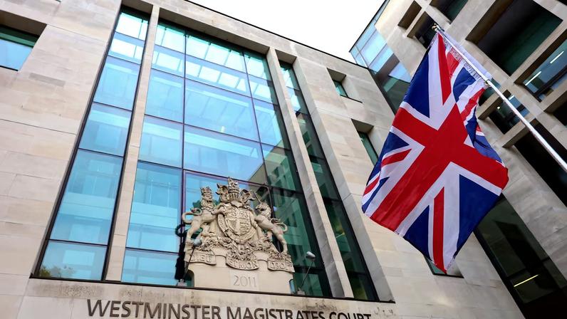 A Union Jack is flown outside Westminster Magistrates' Court in London, Britain, November 4, 2025. REUTERS/Hannah McKay