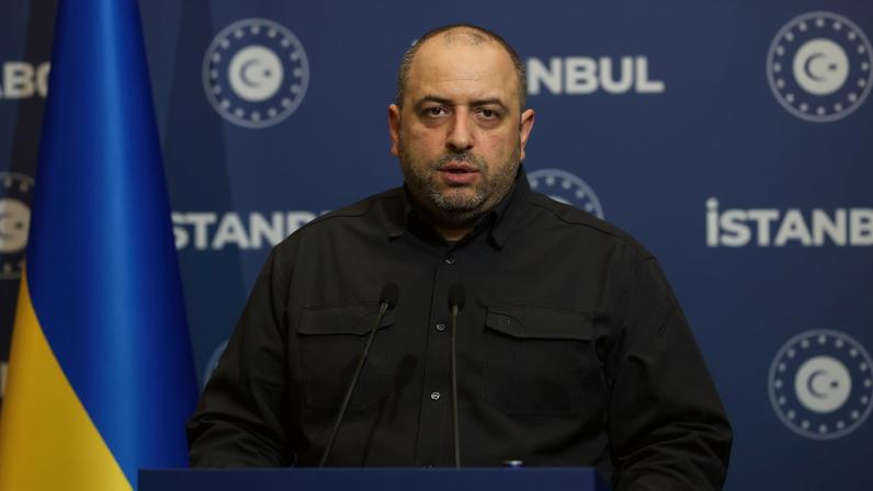 Secretary of Ukraine's National Security and Defence Council Rustem Umerov speaks during a press conference at Ciragan Palace in Istanbul, Turkey, July 23, 2025. REUTERS/Murad Sezer