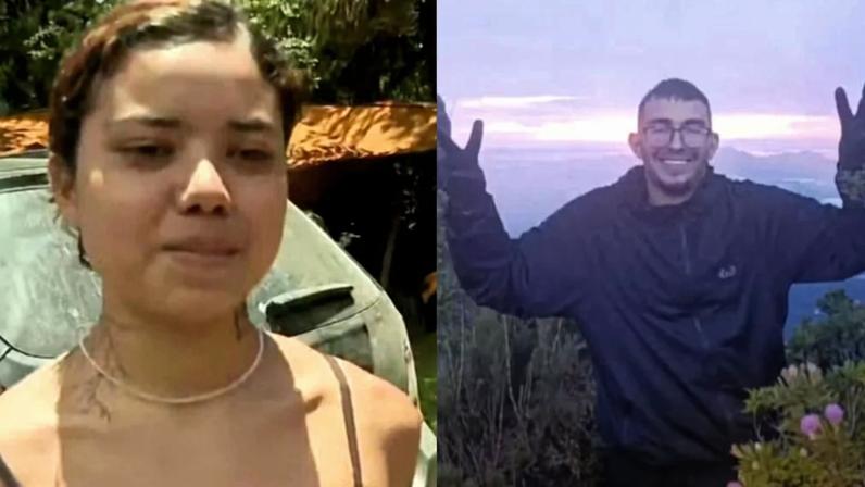A amazonense Thayane Smith, de 19 anos, e o jovem Roberto Farias que se perdeu enquanto fazia uma trilha ao pico do Paraná. Créditos Reprodução/RPC e Reprosução