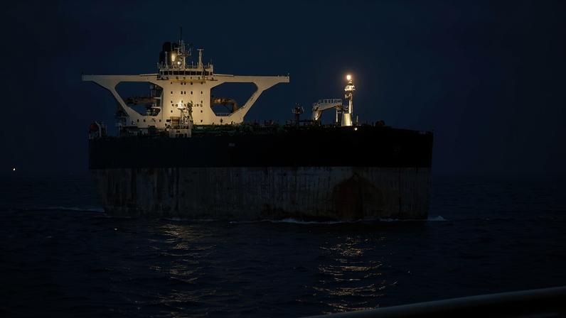 O petroleiro Marinera, em foto de 18 de março de 2025. Foto: Hakon Rimmereid/AFP