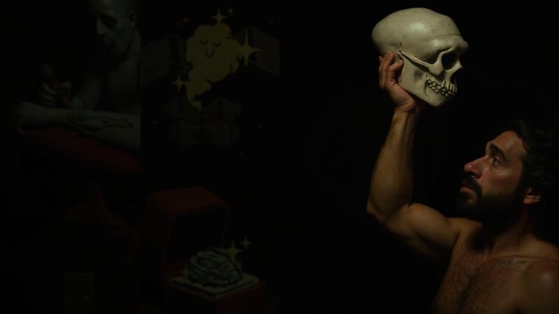 Mosaico de ilustrações.