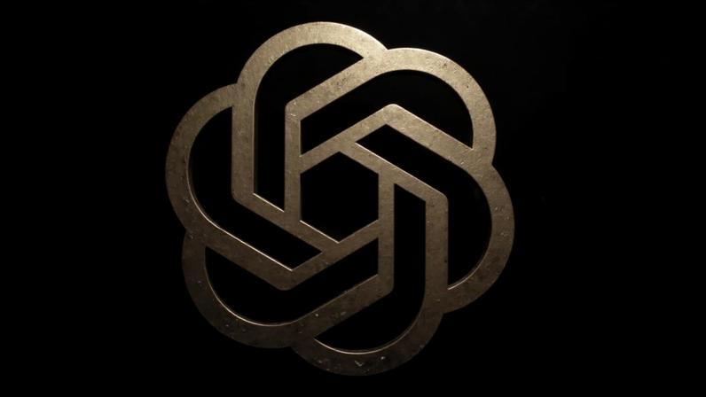 Imagem, em fundo preto, do logotipo do ChatGPT.