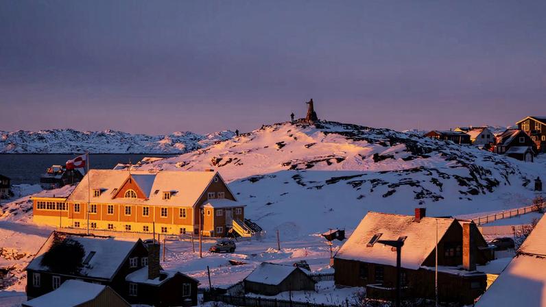 Sunset over Nuuk, Greenland, January 21, 2026. Mads Claus Rasmussen/Ritzau Scanpix/via REUTERS