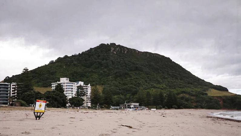 A view of Mount Maunganui at the scene of a landslide triggered by heavy rains, in Mount Maunganui, New Zealand, January 23, 2026. REUTERS/Aaron Gillions