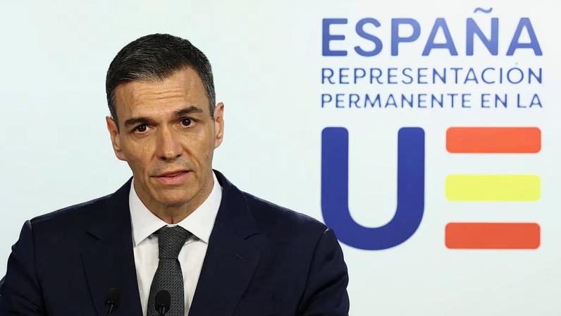 Spanish Prime Minister Pedro Sanchez speaks during a press conference after attending a special summit of European Union leaders to discuss transatlantic relations following U.S. President Donald Trump's threats to impose new tariffs on goods from a list of EU countries over his demand to acquire Greenland, in Brussels, Belgium January 23, 2026.